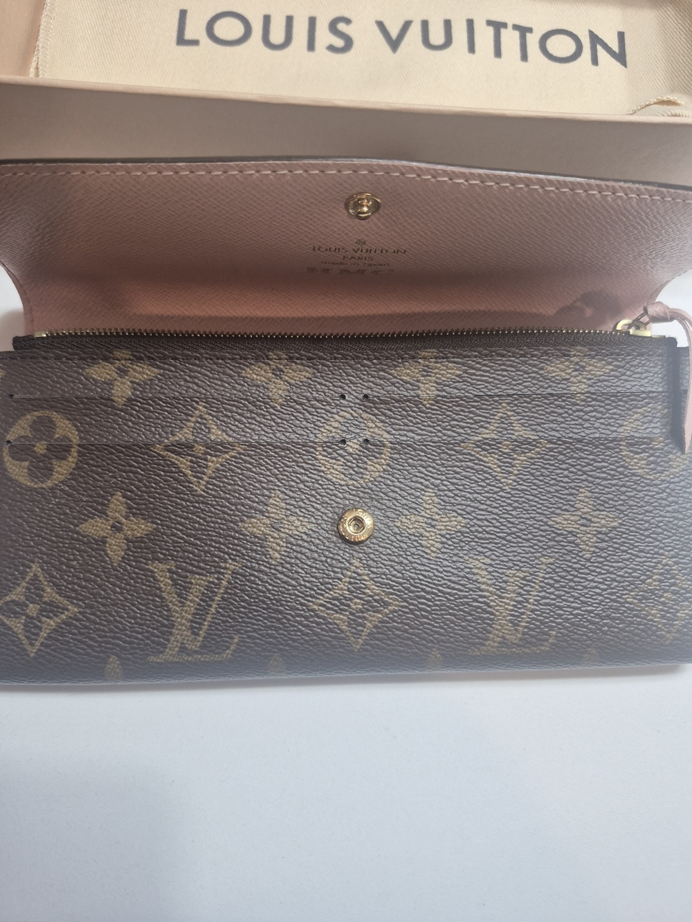 Louis Vuitton Monogram Emilie Wallet - Brown And Rose Ballerine - Picture 13 of 14